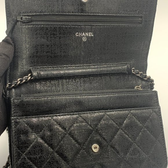 Chanel CC Wallet-on-the-chain WOC Metallic Sparkle Coated Tweed Bag Crossbody - Picture 7 of 15